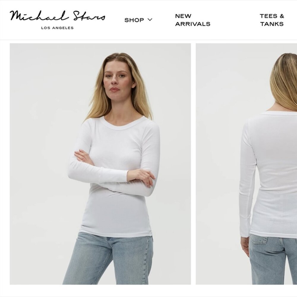 NWT- Michael Stars Legacy Supima Tees W/Raw Edge - 2 pack